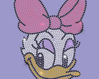 7.6 in. tall DAISY DUCK iron on rhinestone transfer