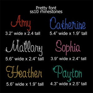 2-2.5&quot; tall Pretty Script Font Iron On NAME rhinestone transfer Letters PERSONALIZED