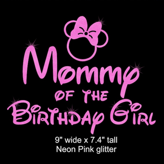 Minnie Mouse Mommy of the Birthday Girl Iron on Glitter