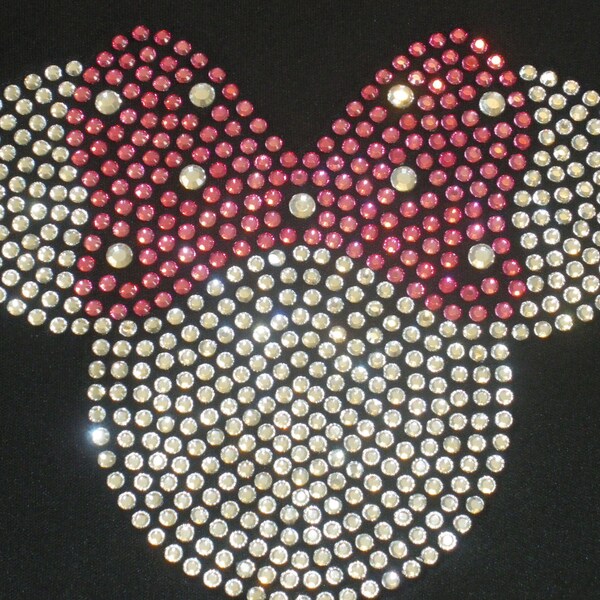 6.5" clear/pink Minnie Mouse rhinestone bling TRANSFER for Disney shirt