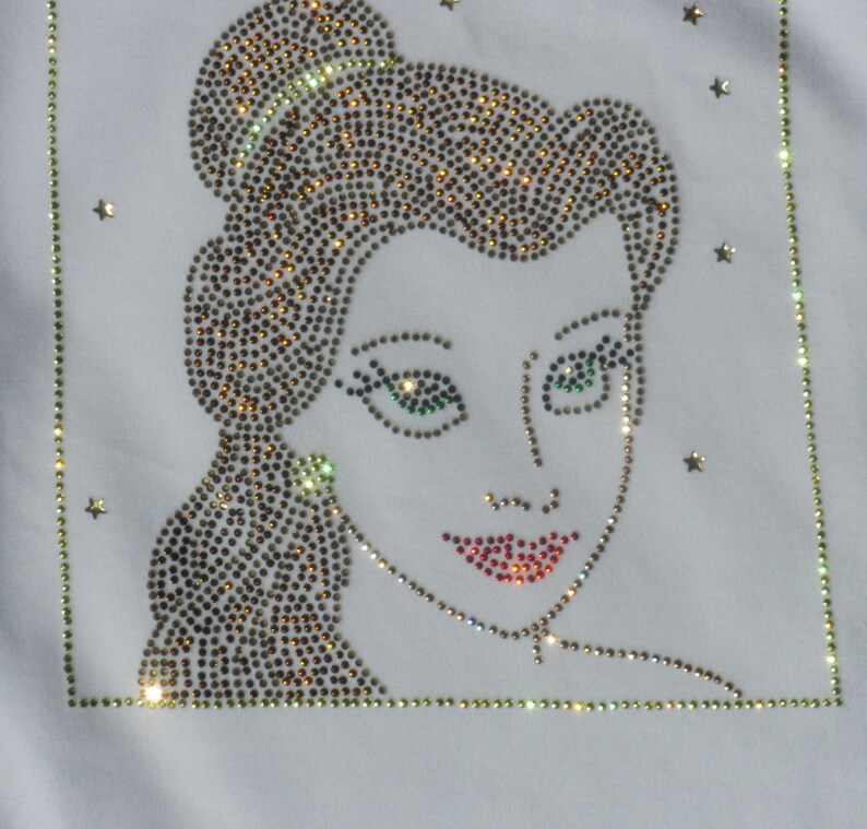 BELLE Beauty and the Beast Iron on Rhinestone TRANSFER for Etsy