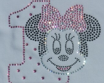 Minnie Mouse 1st Birthday iron on rhinestone transfer in pink for shirt WHOLESALE available