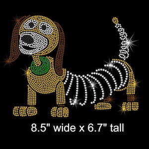 8.5&quot; Toy Story Slinky Dog iron on rhinestone transfer decal patch