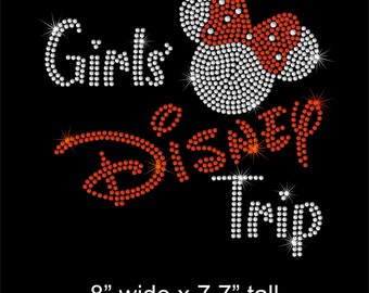 8" Minnie Mouse Girls' Disney Trip iron on rhinestone transfer patch applique