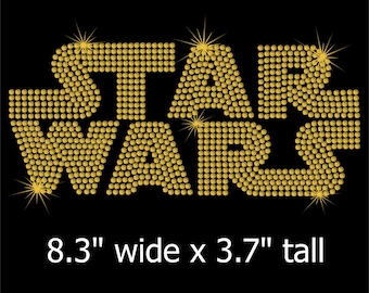 8.3" Star Wars text iron on rhinestone transfer in your color choice