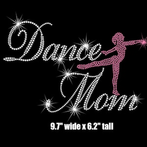 9.7&quot; Dance Mom iron on rhinestone transfer applique patch your color choice