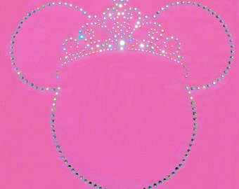 6.5 inch Minnie Mouse Princess Tiara rhinestone transfer