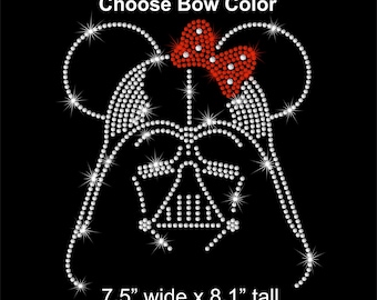 8" Star Wars Darth Vader Minnie Mouse iron on rhinestone transfer your bow color