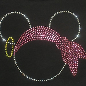 7.5&quot; Pirate Minnie PINK bandana iron on rhinestone transfer for Disney t shirt