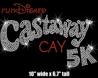 10" Castaway Cay RunDisney 5K iron on rhinestone BLING transfer applique patch