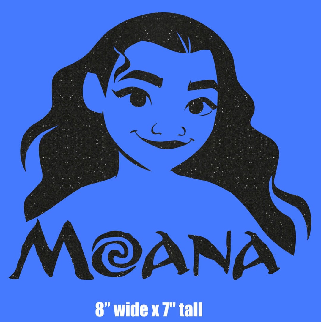 Choice of Moana Silhouette Iron on Glitter Disney Vinyl Transfer