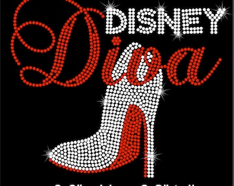 8.2" tall High Heel Disney Diva iron on rhinestone transfer