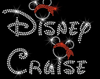 7.6" Minnie Mickey Pirate Disney Cruise iron on rhinestone transfer Your bandana color choice