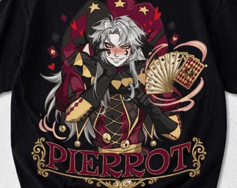 Harlequin Clown Pierrot Shirt, Vintage Freak Circus Tee, Yandere Anime Graphic, Gothic Digital Parasol Circus Jester