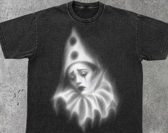 Freak Circus Shirt, Sad Clown Graphic Tee, Pierrot Clowncore Top, Vintage Washed Streetwear, Comfort Colors Unisex Gift