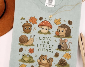 Autumn Cute Forest Animals T-Shirt, Love the Little Things Kids and Adult Tee