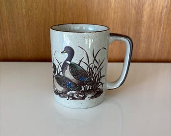Vintage Otagiri Mallard Ducks stoneware mug, made in Japan.