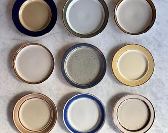 Vintage 1970's mismatched minimal, salad stoneware/porcelain plates, made in Japan & Scandinavia! Sold individually.