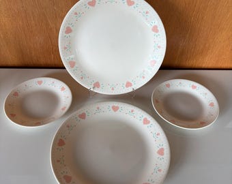 Vintage 1980's Forever Yours Corelle by Corning 2 dinner & dessert plates