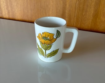 Vintage hand painted yellow flower mug made in Japan. One mug.