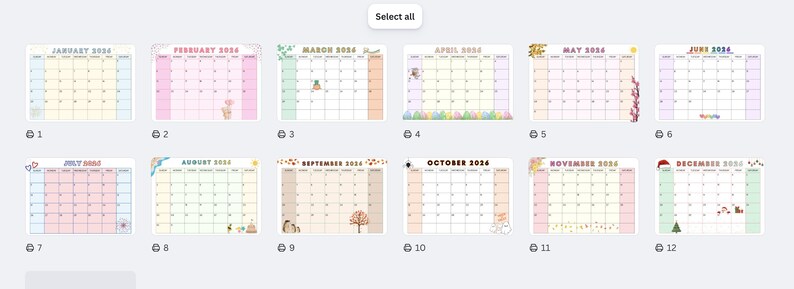 2026 Seasonal Printable Calendar | Cute Monthly Planner | Instant ...