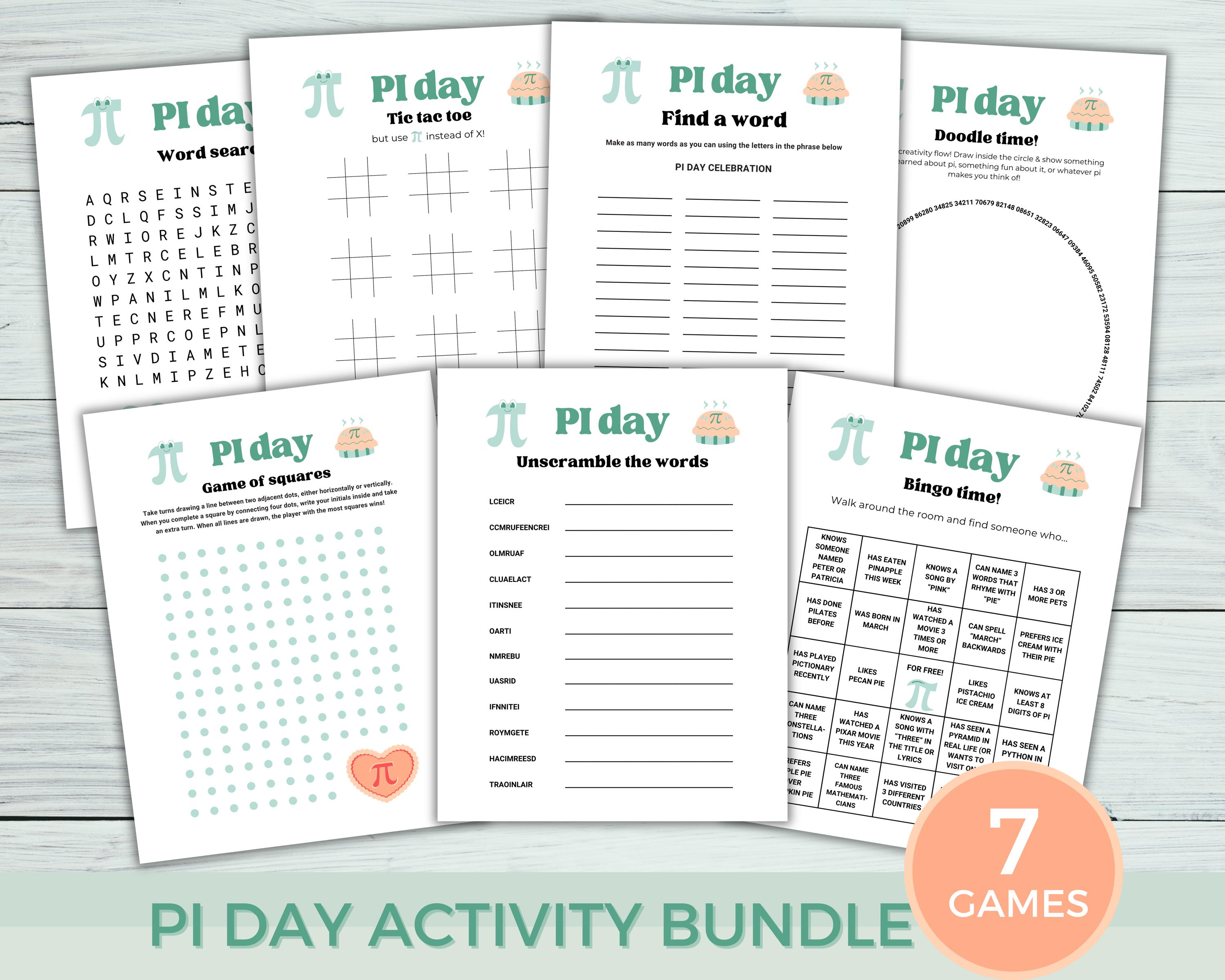Pi Day Word Search - Etsy