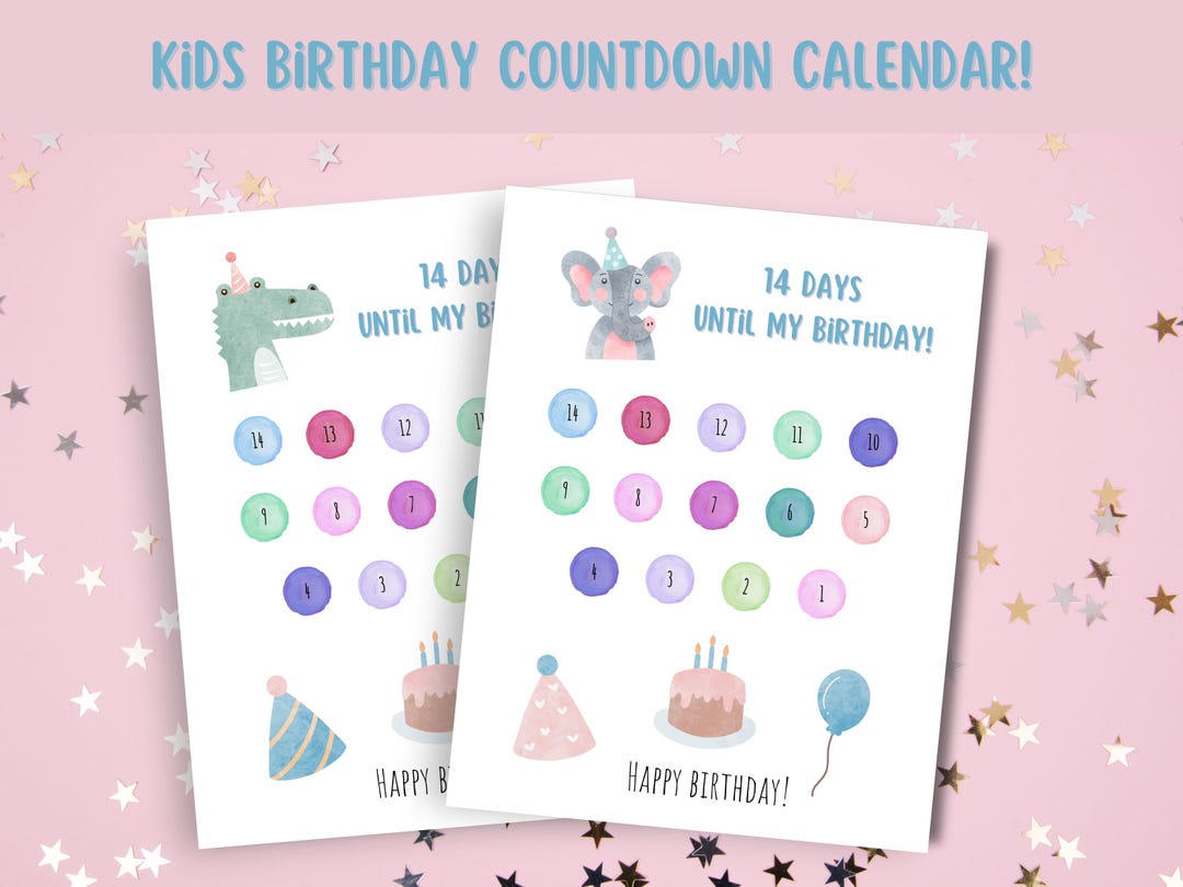 Birthday Countdown Printable Calendar for Kids, Watercolor Crocodile or ...
