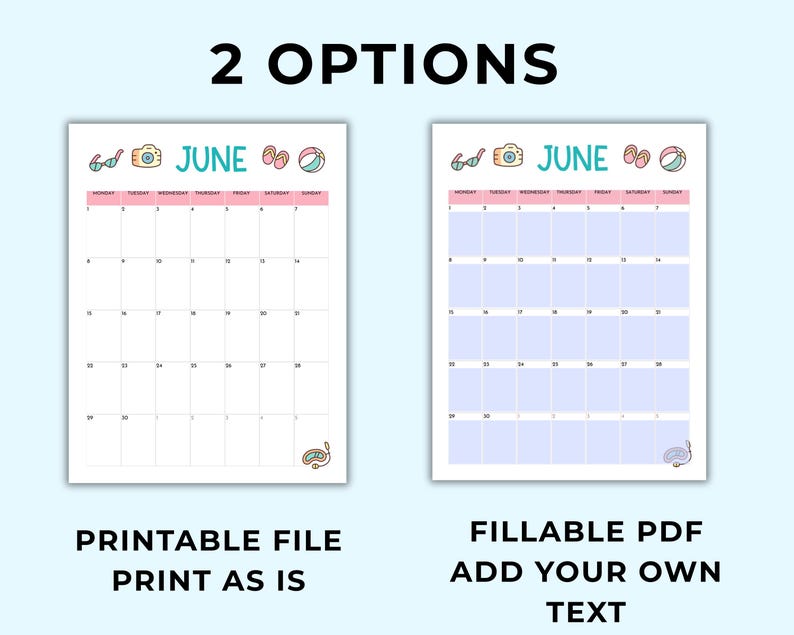 Editable June 2026 Calendar, Fillable Monthly Planner, Monthly Family ...