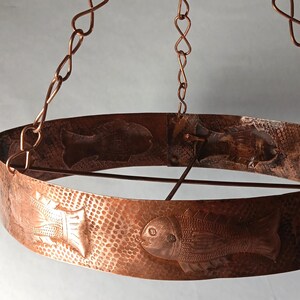 Colgador de ollas de cobre hecho a mano (incluye ganchos)