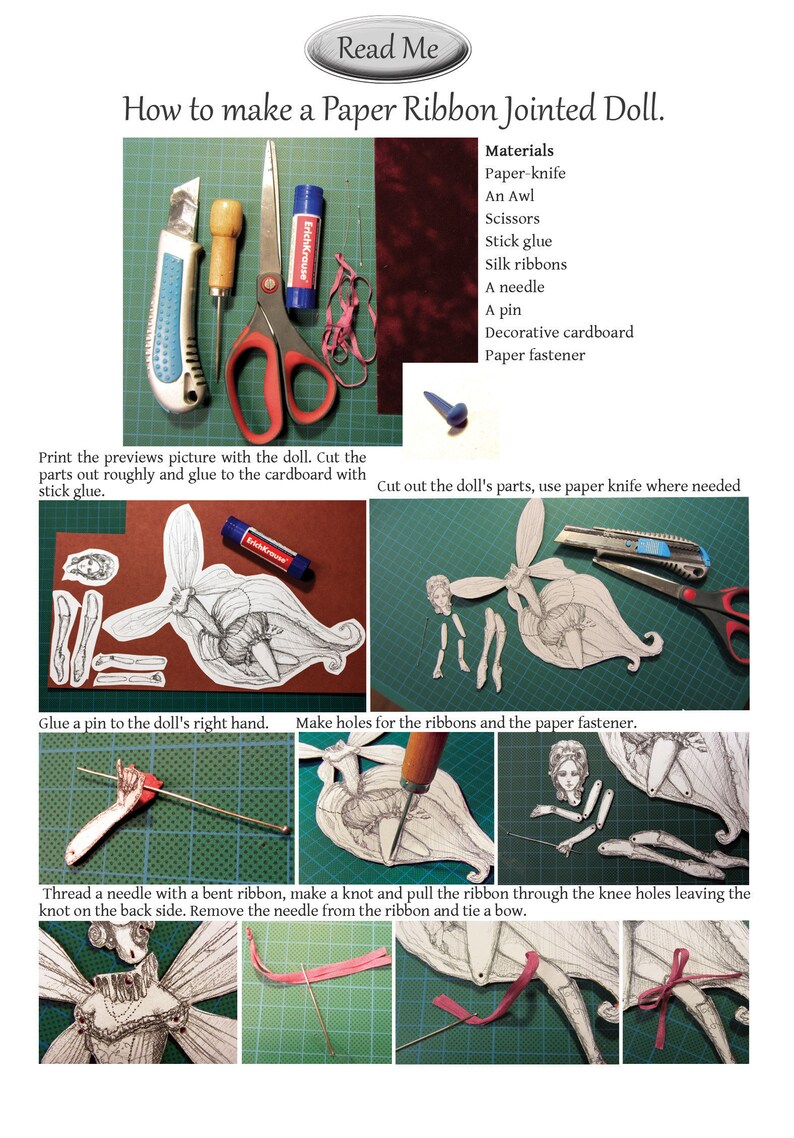 Ribbon Jointed Paper Doll Digital Tutorial Etsy