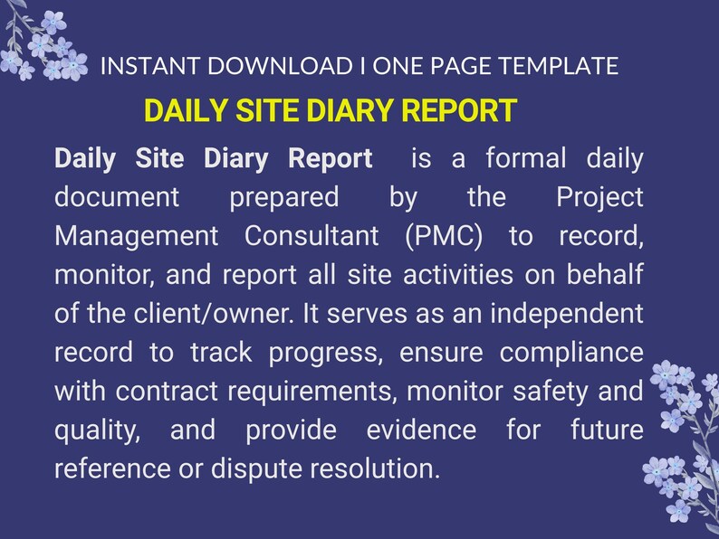 Site Daily Diary Report Template | Construction Project Management Form ...
