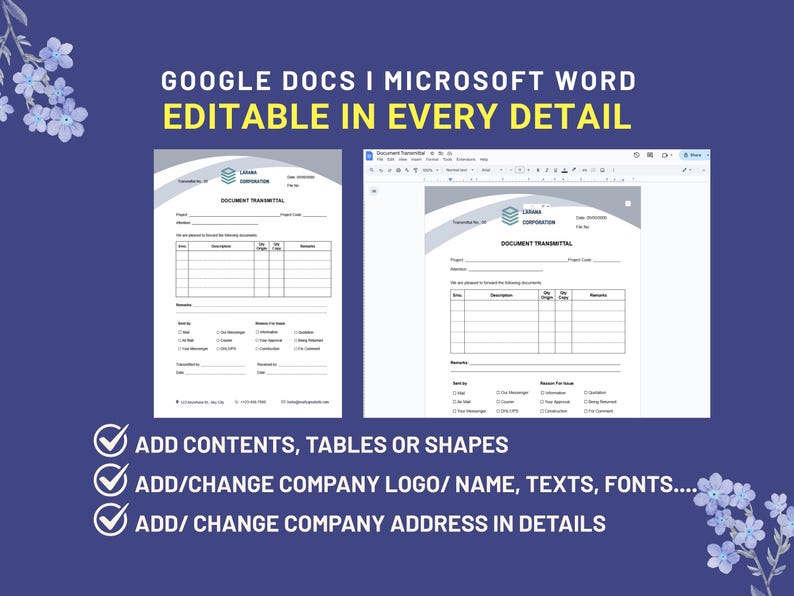 Construction Transmittal Form | Editable Word | Project Management ...