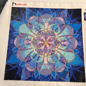 Completed Diamond Painting Art canvas. Mandala mosaic design