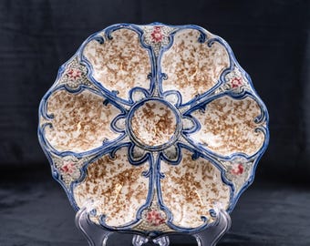 RARE Antique Majolica Oyster Plate WASMUEL c 1890 Belgian N1