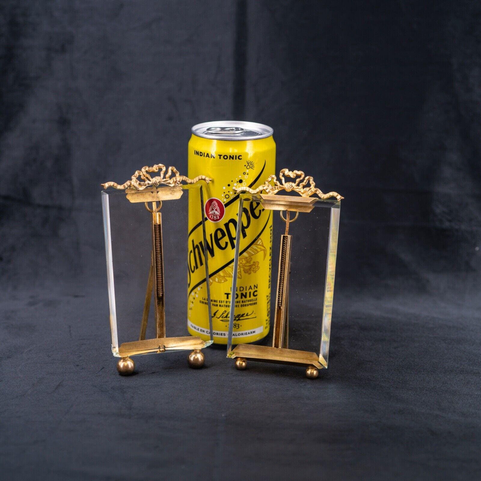 アンティークフレンチフォトフレーム ベベルガラス ブロンズ リボン