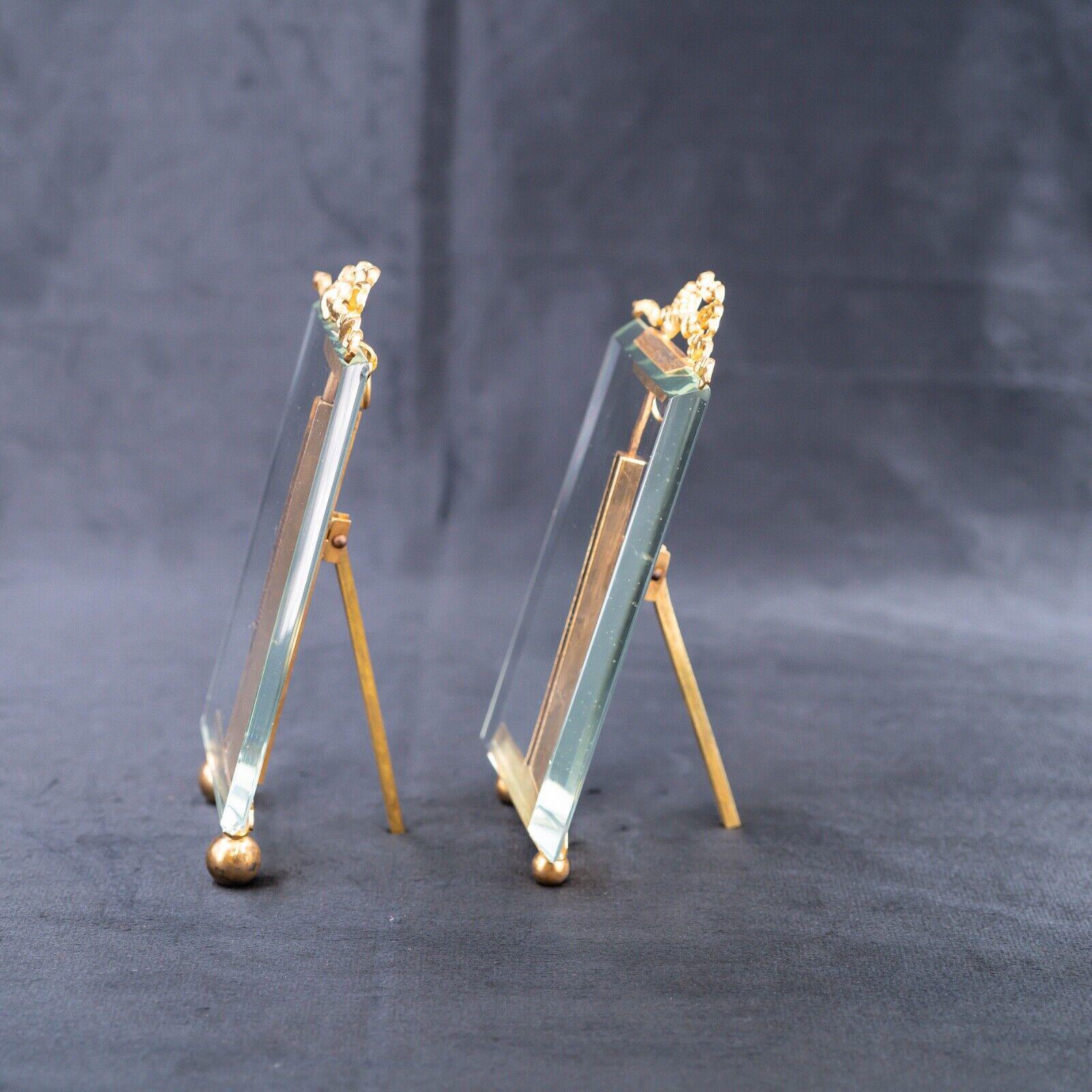 アンティークフレンチフォトフレーム ベベルガラス ブロンズ リボン