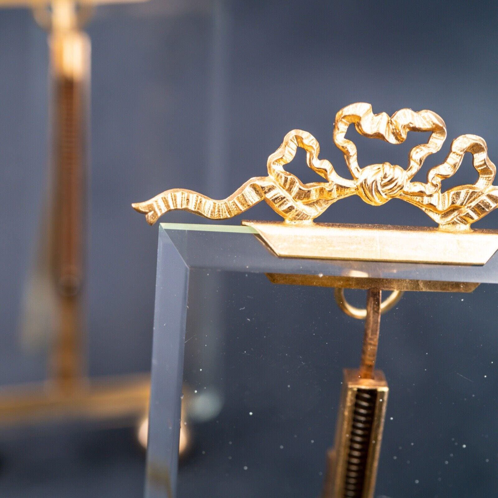 アンティークフレンチフォトフレーム ベベルガラス ブロンズ リボン