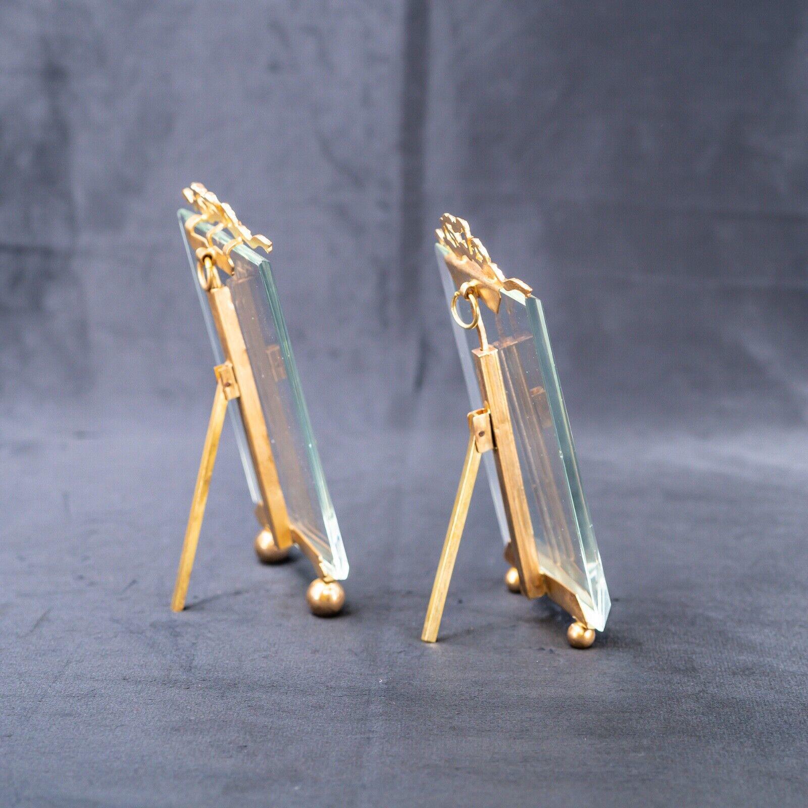 アンティークフレンチフォトフレーム ベベルガラス ブロンズ リボン