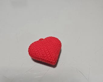 3D Printed Knitted Heart Keychain Charm: Unique Textured Gift