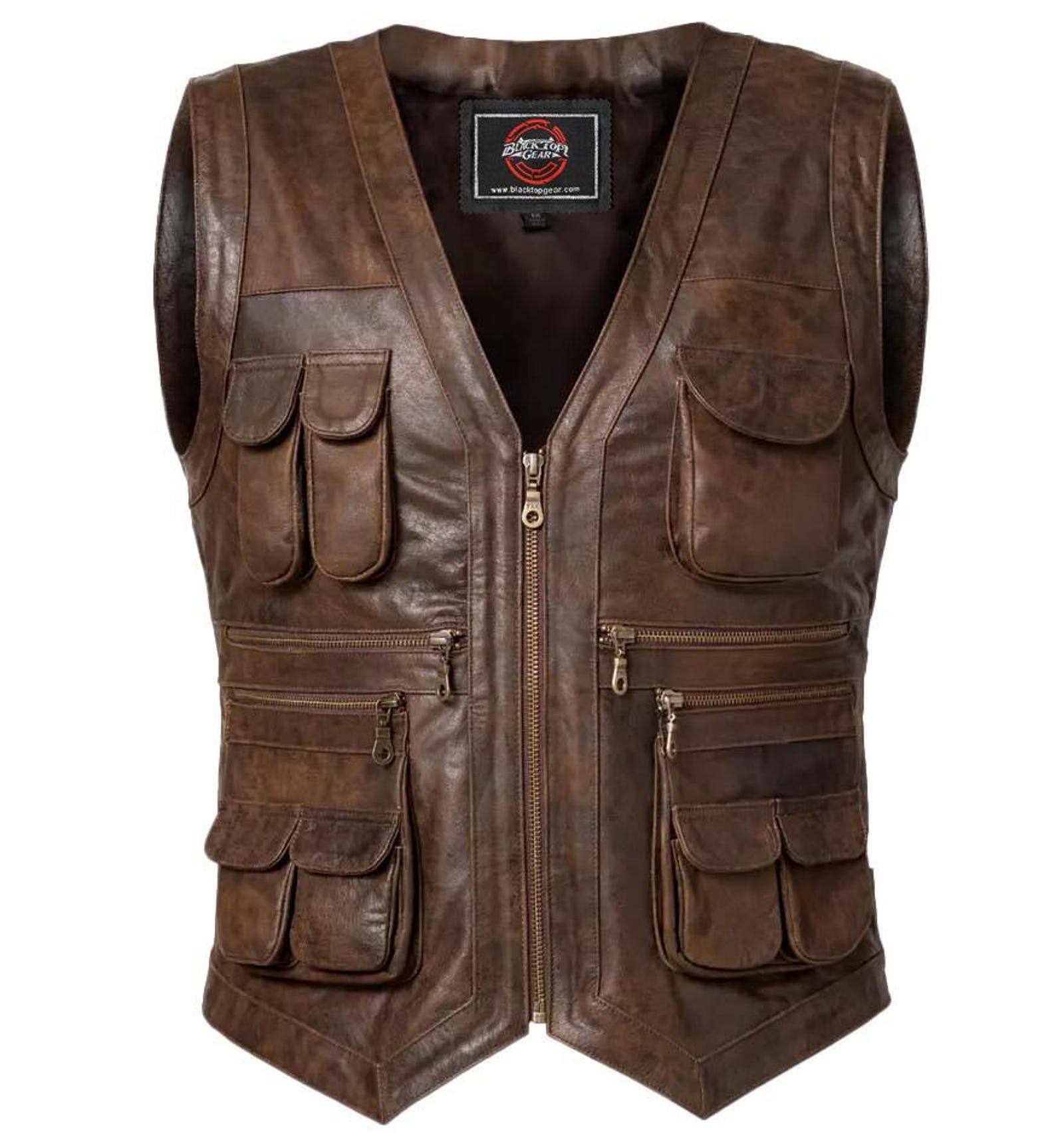 Men's Brown Leather Biker Vest: Handmade Vintage Commando Style - Etsy