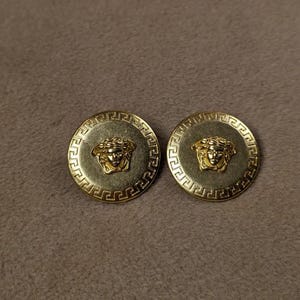 Versace Gold Medusa Head Round Shaped Stud Earrings