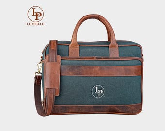 Borsa a tracolla in tela cerata personalizzata per laptop, borsa a tracolla in pelle per uomo, colore deserto, borsa a tracolla e borsa a tracolla artigianale
