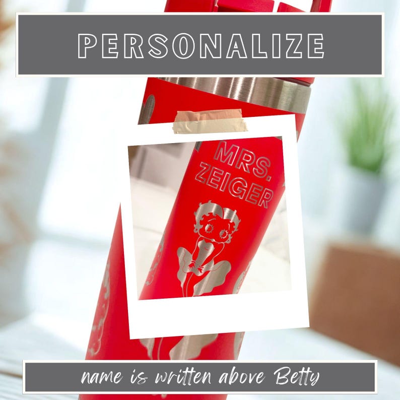 Custom Betty Boop YETI Tumbler: Laser Engraved, Personalized image 7