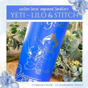 Lilo and Stitch | Laser Engraved YETI Tumbler | Personalized Gift | Tropical Floral Wrap | 12oz & 18oz | Unique Hawaiian-Inspired Drinkware