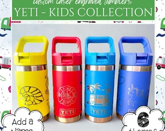 Personalized Yeti Kids Tumbler: Laser Engraved Name, Fun Themes