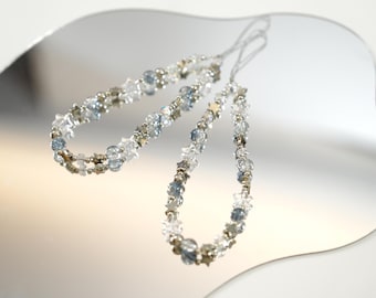 Silver Star Beaded Phone Charm: Crystal Phone Strap
