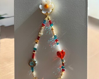 thumbnail image 2 of Phone Case With Strap 2-Pack Beaded Phone Charms - Butterfly & Flower Aesthetic Phone Lanyards 2 of 10