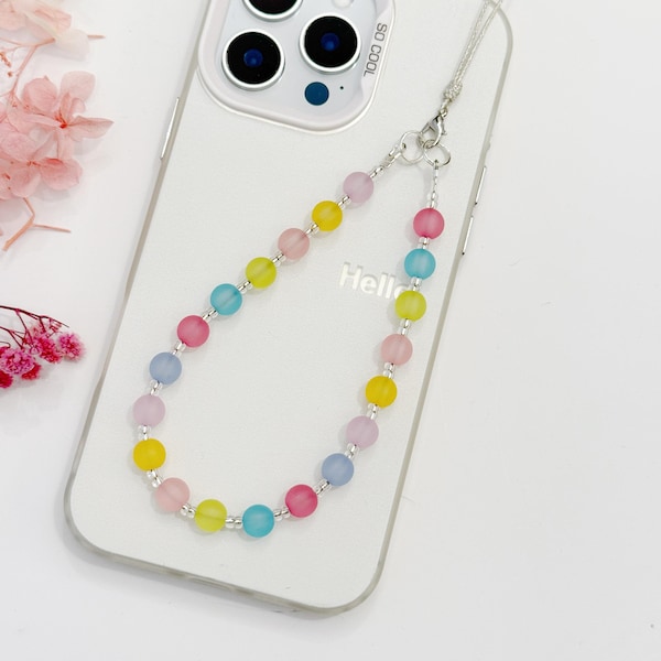 Cinturino per telefono con perline Macaron: cinturino da polso colorato