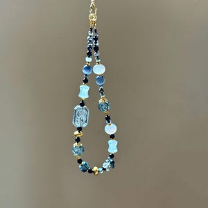 Mystic Rose Phone Charm: Beaded Phone Strap, Cat&#39;s Eye Beads