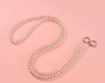 Tracolla trasparente con catena per cellulare in cristallo: cordino antifurto con perline di strass, 110 cm/120 cm/130 cm